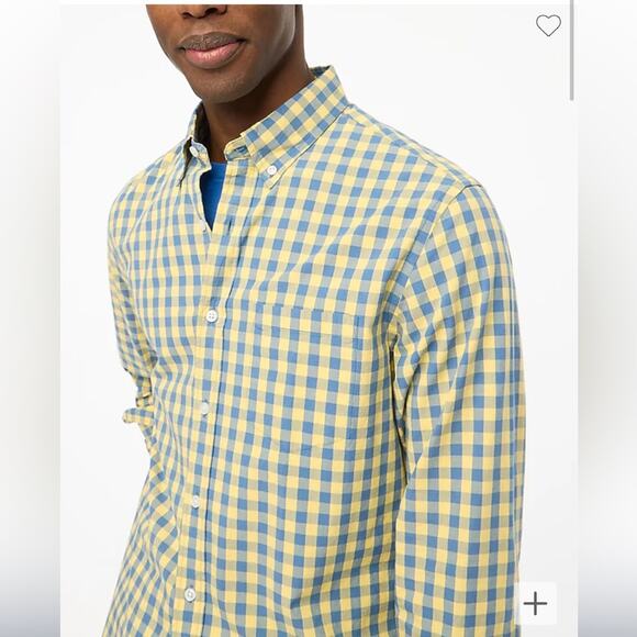 J Crew Slim Fit Flex Button Down Shirt Men XXL Yellow Blue NWT Preppy - Picture 2 of 12